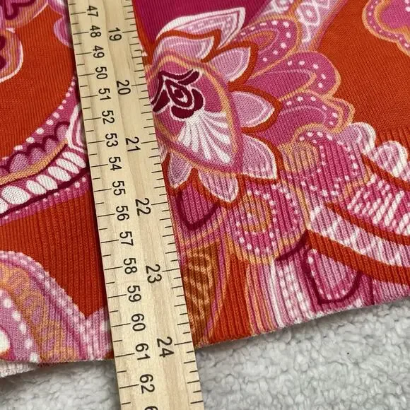 Talbots‎ women’s Paisley Knit Top Sz Medium Petite Pink Soft 3/4 Sleeve - Picture 5 of 6